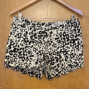 J. Crew Black and White Linen Scalloped Shorts